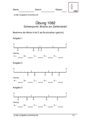 Bruche Zahlenstrahl Ubungsblatt 1082 Bruche Zahlenstrahl