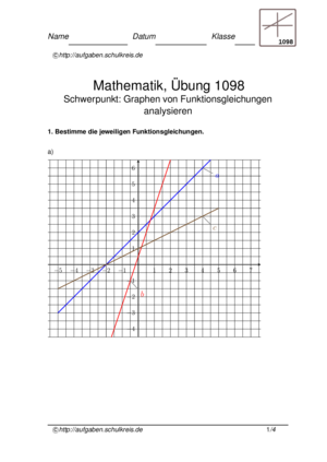 Übung Funktionsgraphen Lineare Funktionen 