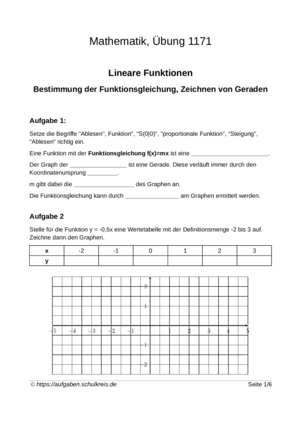 Übung Lineare Funktionen 